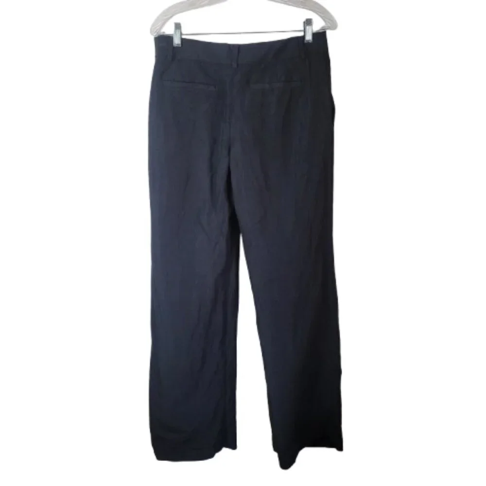 Banana Republic Linen Wide Leg Pants Black